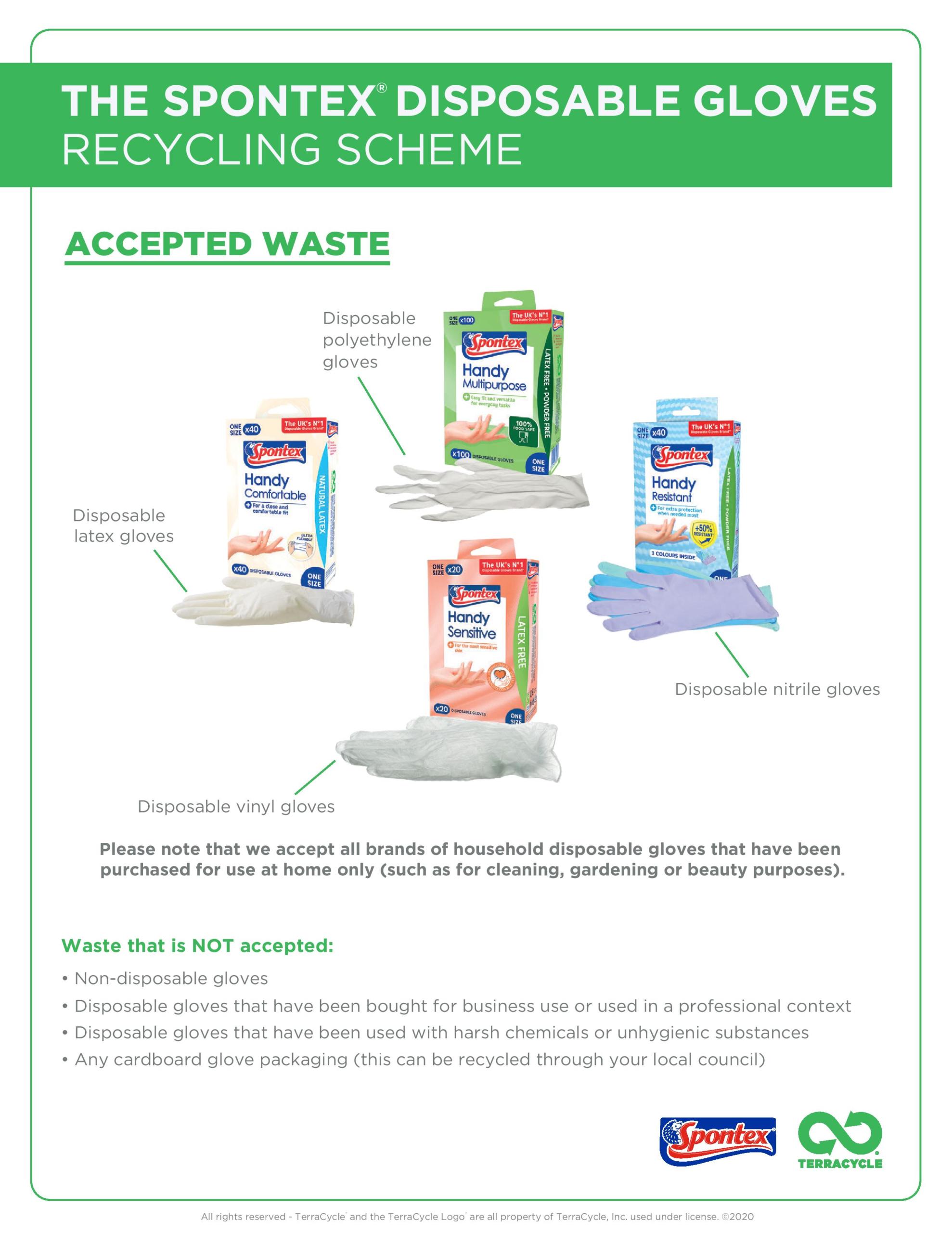 Spontex disposable gloves terracycle information poster