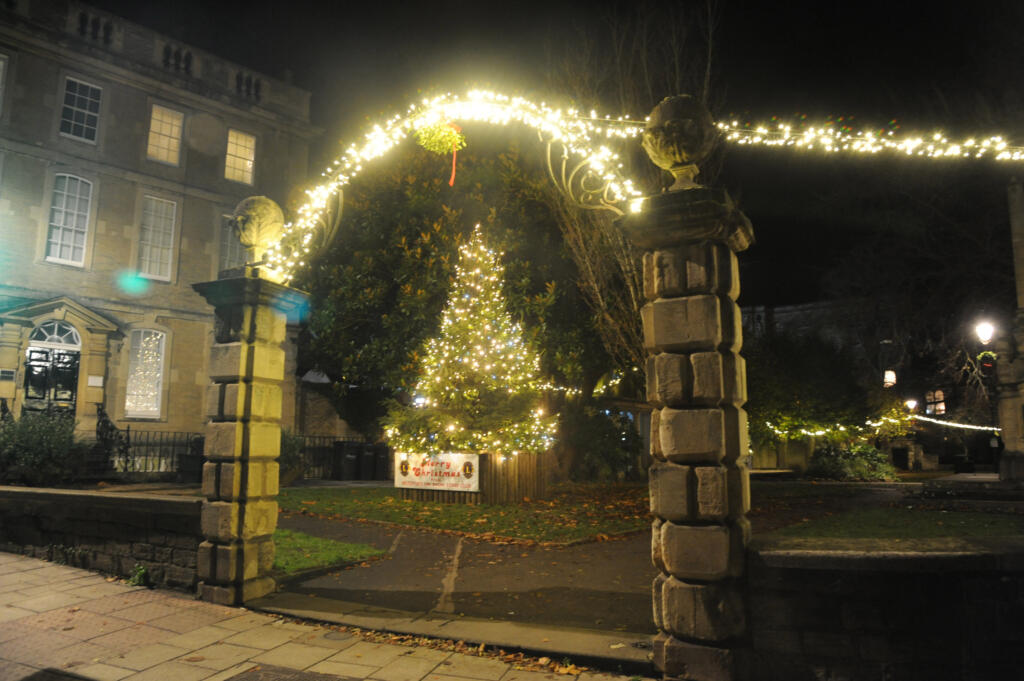 Christmas Tree lit up at the Westbury Gardens